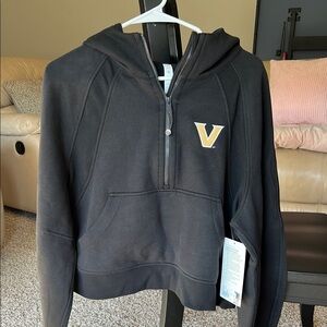 Black lululemon Half-Zip Scuba Hoodie with Gold Vanderbilt University Logo